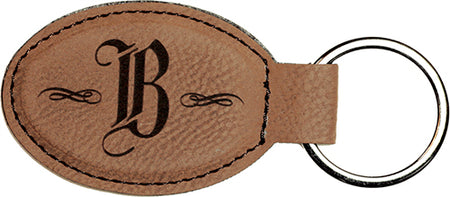 Dark Brown Laserable Leatherette Oval Keychain [KCOV-176]