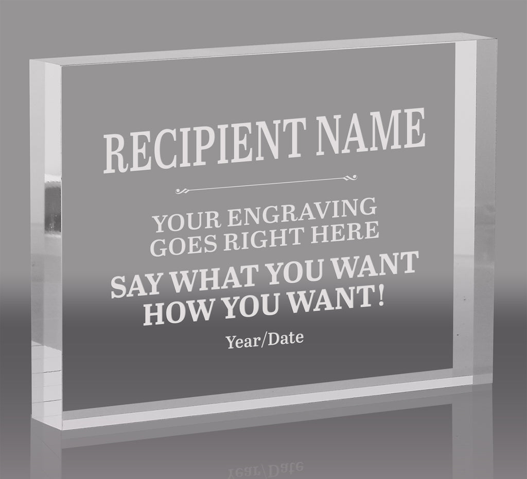 1 inch Thick Horizontal Clear Acrylic Block Award - 6x4 inch [ACB64H]