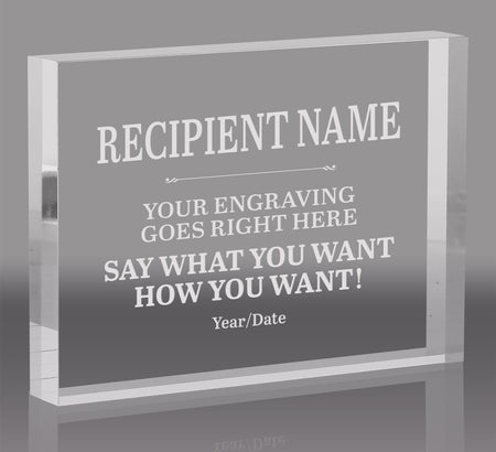 1 inch Thick Horizontal Clear Acrylic Block Award - 6x4 inch [ACB64H]