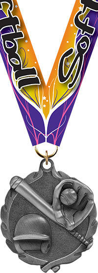 Softball Wreath Medal- Silver [MP18-SB-S]