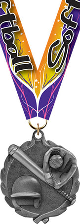 Softball Wreath Medal- Silver [MP18-SB-S]