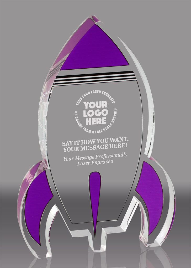 Purple Rocket Acrylic Award - 6 inch [ATRKT-PRP-6-Q]