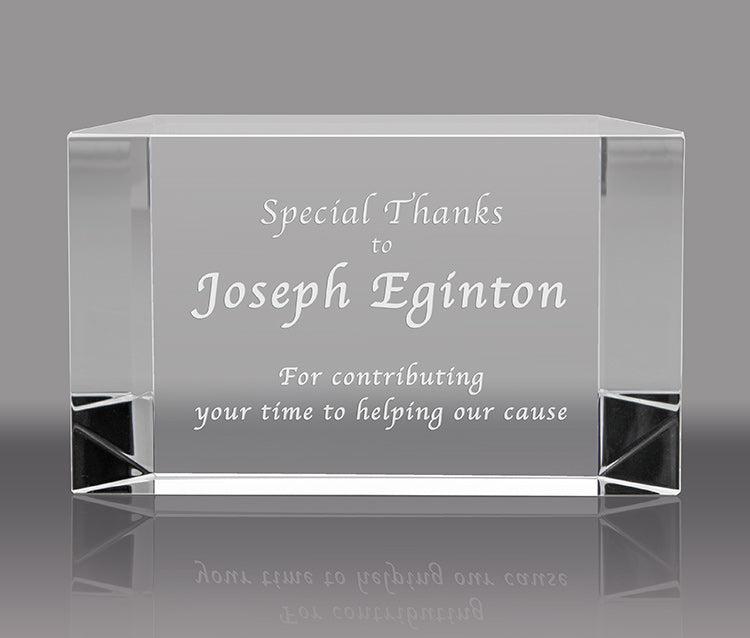 Optical Crystal Beveled Desk Block Award - 3.5x6 inch [CRB770]