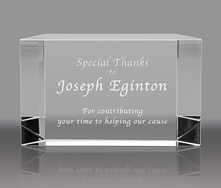 Optical Crystal Beveled Desk Block Award - 3.5x6 inch [CRB770]