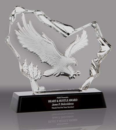 Flying Eagle in Iceberg Crystal Relief Award - 6.5 x 7 inch [CF17-2-7-EG-X]