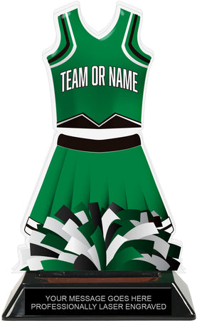 Cheer Uniform Colorix-T Acrylic Trophy - Green [TACR7-JSY-CH-GRN-Q]