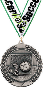 2.75 in Soccer Wreath Framed Medal- Silver [M311-SC-S]