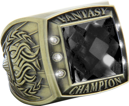 Fantasy Championship Ring with Black Center Stone- Gold [RGSJ-G-FANCH-BLK]