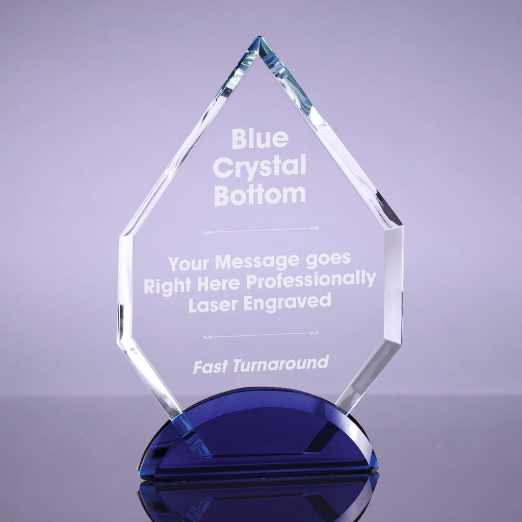 Optical Crystal Arrowhead on Blue Base - 8 inch [CM55-B-8]