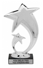 Silver Double Shooting Star figure on Marble Base Trophy [TDS-W-S]