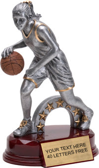Basketball Pewter & Gold Resin Sculptures on Piano Finish Base- Female