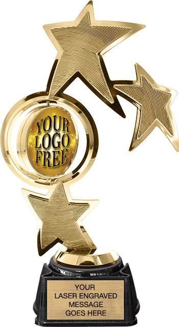 Custom Insert Triple Star Spinning Trophy on Regal Base [TXRGi-P451]
