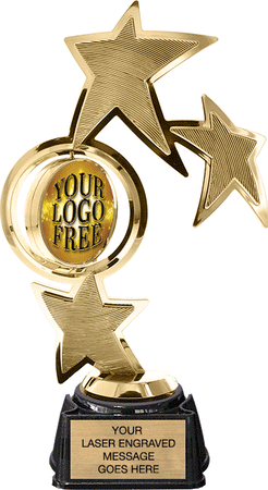 Custom Insert Triple Star Spinning Trophy on Regal Base [TXRGi-P451]