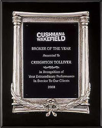 Black Stained Piano-Finish Plaque with Silver Frame 10.5"x13"  [TD3932]