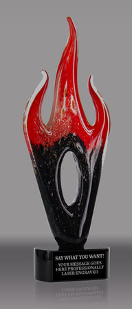 Red & Black Eternal Flame Art Glass Award 16" AGJS15