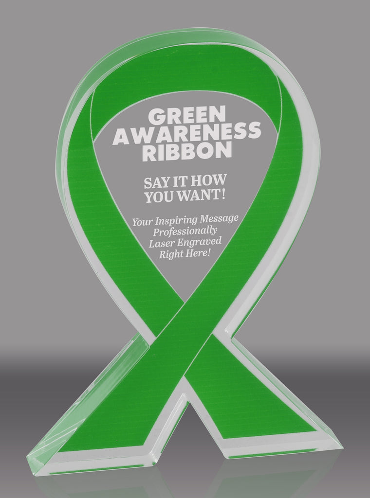 Green Awareness Ribbon Acrylic Award - 7 inch [ATRIB-GRN-7-Q]
