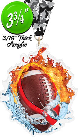 Fire & Water Flag Football Colorix-M Acrylic Medal [MACR375-FW-FLGFB-Q]