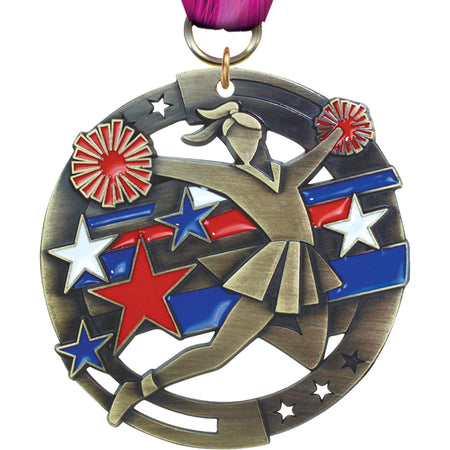 2.75" Cheer Dimensional Color Medal [M3EM-CH]