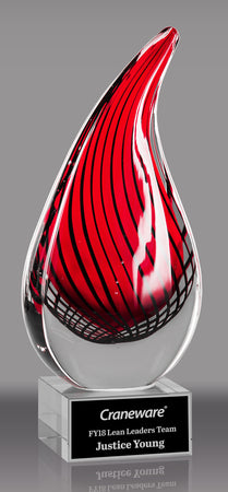 Red Teardrop Art Glass Award 9" AGM2249-9
