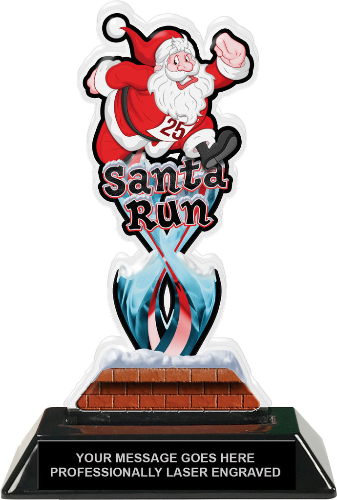 Santa Run Tribal Flames Colorix Acrylic Trophy - 7 inch [TACR7-TF-SNTRN-Q]