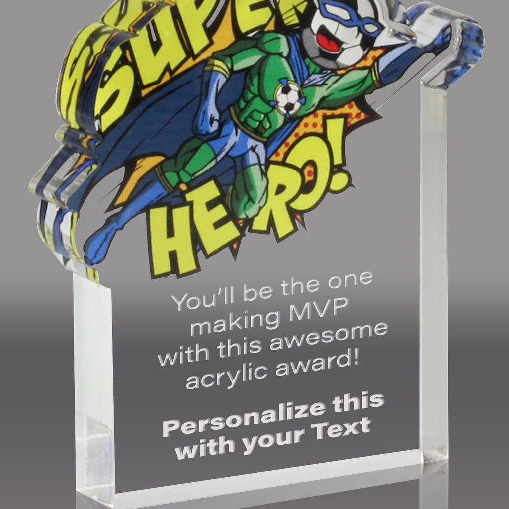 Soccer Superhero Acrylic Awards- Male