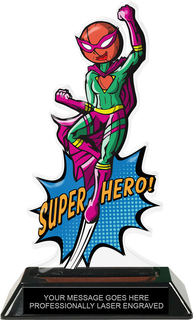 Lacrosse Female Super Hero Acrylic Trophy- 8 inch [TACR8-SH-LAXF-Q]