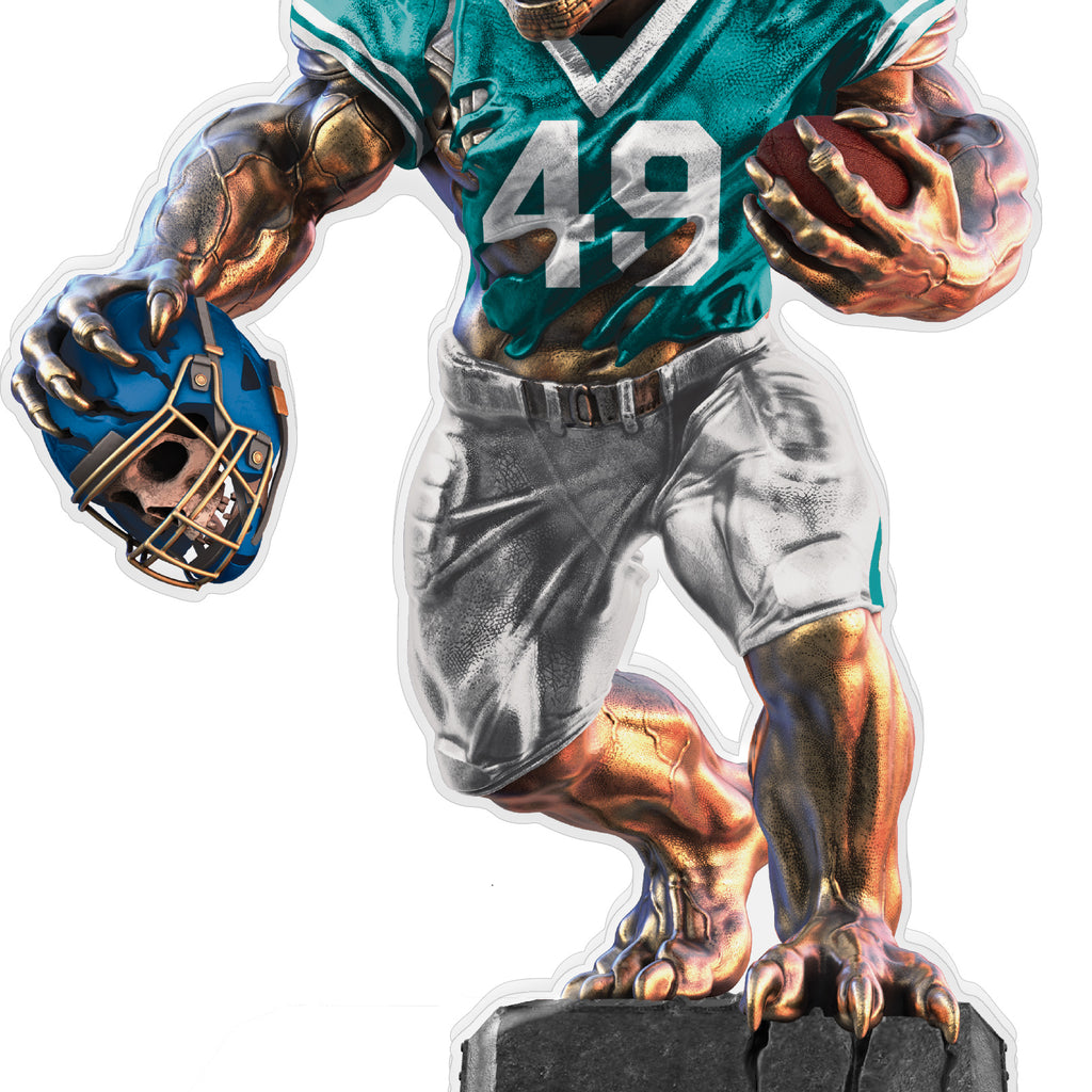 Beast Football Choose Your Number Acrylic Trophies - Teal