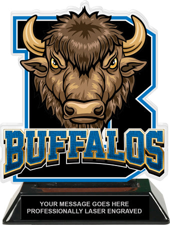 Buffalos Mascot Colorix-T Acrylic Trophy - 6.25 inch Blue [TACR6-MSCT-BUF-BLU-Q]