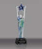 Art Glass Star Achiever Trophy - Blue & Green - 11.5