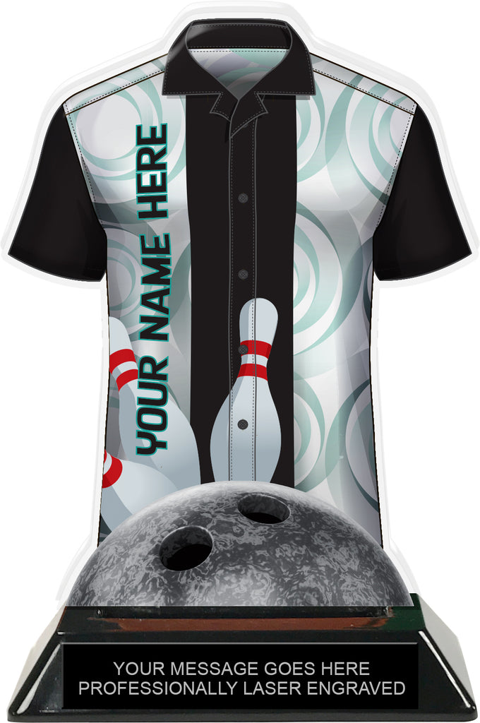Bowling Shirt Colorix-T Acrylic Trophy- Teal Spiral [TACR7-JSY-BW-TEAL-QSP]