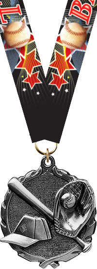 Baseball Wreath Medal- Silver [MP18-BS-S]