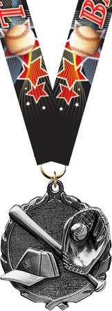 Baseball Wreath Medal- Silver [MP18-BS-S]
