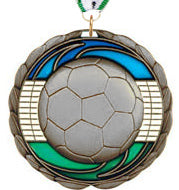 Soccer Epoxy Color Medal - Silver [MEC2-SC-S]