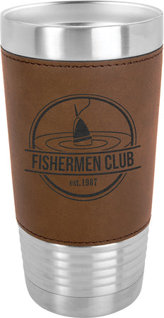 Polar Camel 20 oz. Ringneck Dk. Brown Leatherette Vacuum Insulated Tumbler [JTML-522]