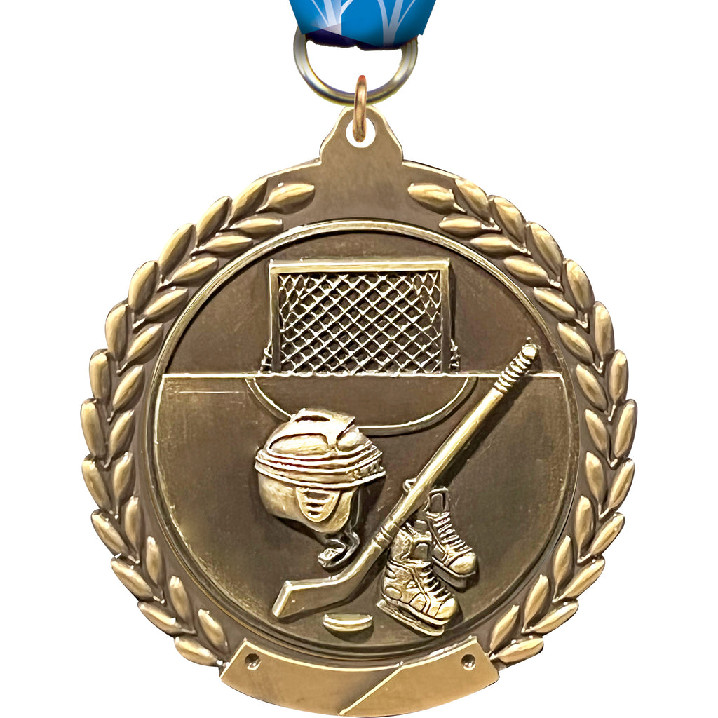 2.75 in Hockey Wreath Framed Medal [M311-HK]
