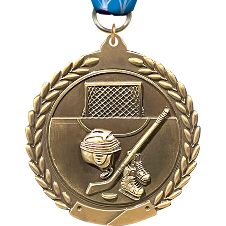 2.75 in Hockey Wreath Framed Medal [M311-HK]