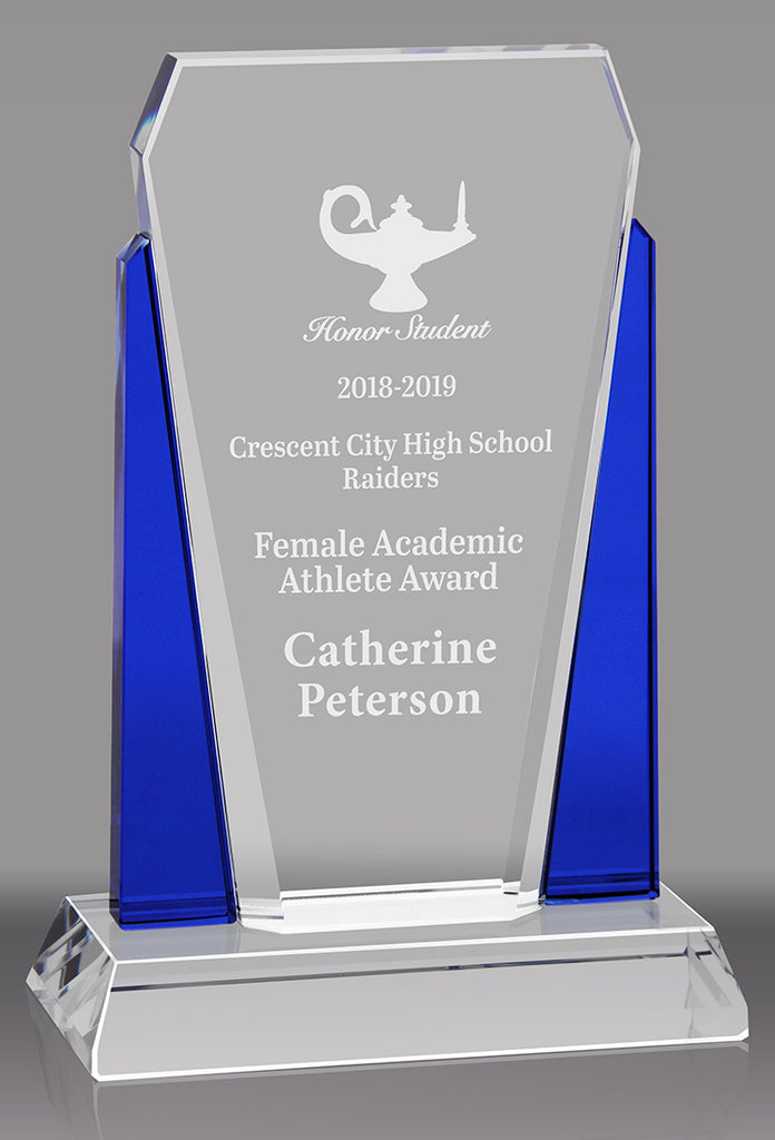 Bethesda Optical Crystal Award - Blue 7 inch [CPBETH7-BLU]