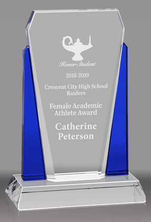 Bethesda Optical Crystal Award - Blue 7 inch [CPBETH7-BLU]