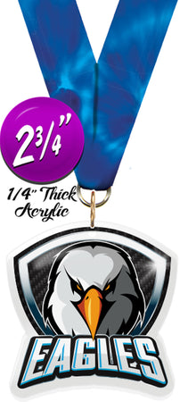 Eagles Mascot Shield Colorix Acrylic Medal [MACR275-MSCT-EG-Q]