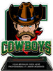 Cowboys Mascot Colorix-T Acrylic Trophy - 6.25 inch Green [TACR6-MSCT-CWBY-GRN-Q]