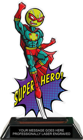 Tennis Male Super Hero Acrylic Trophy- 8 inch [TACR8-SH-TNM-Q]