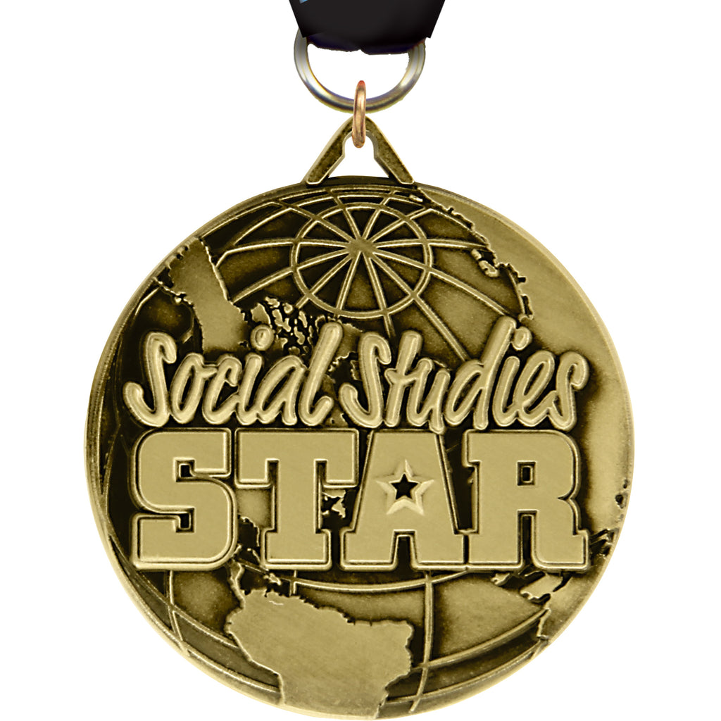 2" Social Studies Star Ultra-Impact 3-D Medal [MDTD2-SS]