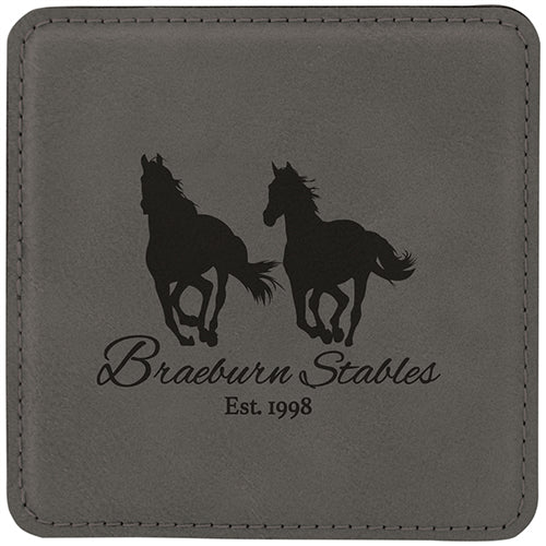 Gray Square Leatherette Coaster [CSTJSQ-378]