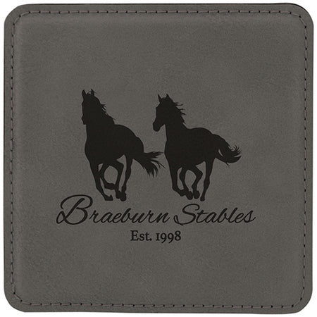 Gray Square Leatherette Coaster [CSTJSQ-378]