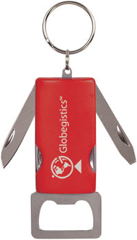 4 Function Bottle Opener & Key Ring- Red [BTOP031-RED]