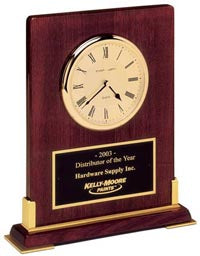 Rosewood Stained Desktop Clock with Gold Metal Accents [CLRS]