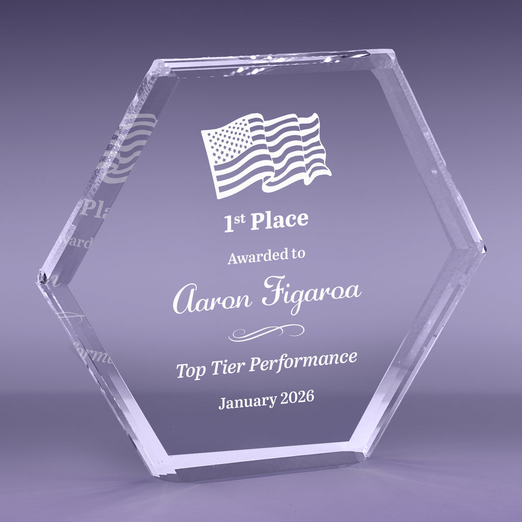 6 inch Multi Bevel Brilliance Hexagon Acrylic Award [ATMBHX-6-C]