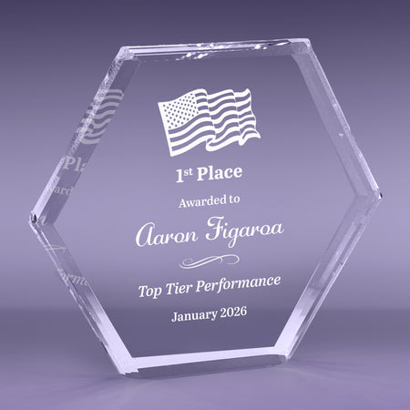 6 inch Multi Bevel Brilliance Hexagon Acrylic Award [ATMBHX-6-C]