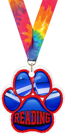 Reading Paw Acrylic Medal- 2.75 inch [MACR2-PAW-RD-Q]