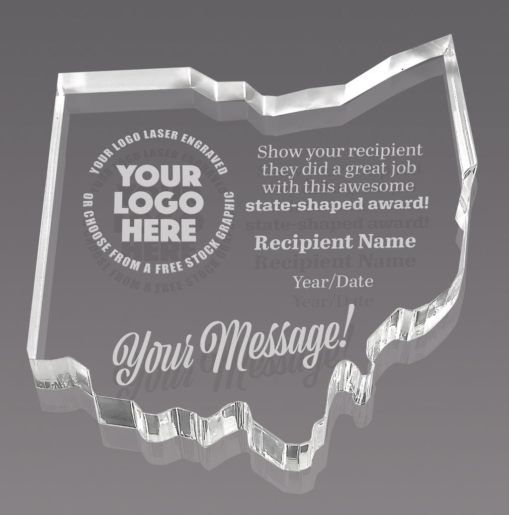 Ohio Paperweight Acrylic Award - 4.25 x 3.75 inch [ASTT-OH-Q]